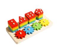 Harilla Giocattolo Educativo Legno Bambini Stacking Puzzle con Elementi Geometrici Colorati Sensory Incentiva Il Riconoscimento Forme E Colori, 2 in 1, Taglia unica bambino