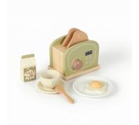 Harilla Giocattolo Set Elettrodomestici Finto Macchina Caffè Tostapane Mixer in Legno E Plastica con Manopole Testurizzate E Accessori Inclusi Adatto a Gioco , Verde , Tostapane