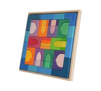 Harilla Gioco Educativo Blocchi di Costruzione Tavola Forme Puzzle in Legno Pezzi Interbloccati Struttura Chiara Abbinamento Colori Sviluppo Problemi Materiale Adatto per Bambini Casa Aula