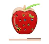 Harilla Gioco Magnetico per Bambini Giocattolo in Legno Magnete per Insetti Cattura Bruco Frutta Sviluppa Coordinazione Motoria Manuale Adatto a AP, Mela,