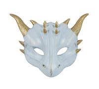 Harilla Maschera Drago per Bambini Costume Testa Morbida in Schiuma PU con per Occhi E Sporgenze Realistiche Adatta per Halloween Carnevale E Festa di Compleanno, Bianco