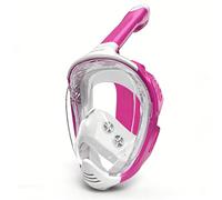 Harilla Maschera Subacquea Integrale Snorkeling Occhiali Respiratore Visiera Silicone E Lente Pc Tenuta Morbida Ampio Campo Visivo Adatta per Adulti E Bambini, Bianco E Rosa, XL
