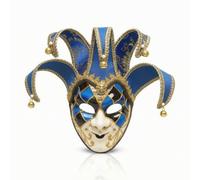 Harilla Maschera Veneziana Uomo Maschera Mezzoviso Maschera Carnevale Maschera con Silhouette Classica Dorato Punti Allungati con Campanelli per Movimento