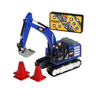 Harilla Mini Escavatore Veicolo da Costruzione Radiocomandato per Bambini Modello Realistico Braccio Muovibile Funzioni Automatiche Suoni Luci Adatto a Gioco Dinamico Interni Esterni, Blu Scuro