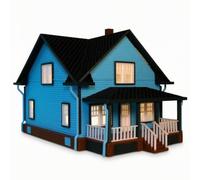 Harilla Miniatura Architettura Casa Europea Modellino in Diorama Plastica con Dettagli Realistici Comignolo E Sbalzi di Adatta per Collezionismo Modellismo da, Con Illuminazione