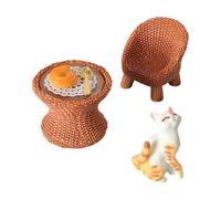 Harilla Miniatura Set Tavolo Sedia Gatto Statuetta Accessori Decorativi in Resina E Lega Perfetti per Scene Casa delle Bambole Adatto a Bambini Collezionisti, Gatto con La Testa Alzata