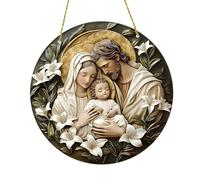 Harilla Ornamento Natalizio Da Appendere Decorazione Natalizia Rotonda Festival Acrilico Bambino Gesù Festività Figurina Della Sacra Famiglia