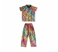 Harilla Pantalone Bambino Stile Disco Costume Tre Parole Materiale Brillante Design Allegro Adatto per Feste Performance Momenti di Travestimento, Multicolore Metallico, XL