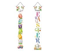 Harilla Party Flag Banner Decorazione da Ingresso Festiva Striscione con Motivi Pasquali Coniglio Uova Carota Tessuto Resistente per Accogliere Parenti Amici Feste Pasqua Casa, Xfhj2301