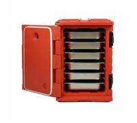 Harilla Portavivande Isotermico Armadio Termico Contenitore Isolato Cassa Alimentare con Vassoi in Acciaio Inossidabile Porta a Tenuta Doppia Temperatura, Array, Rosso