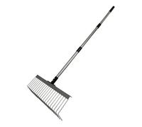 Harilla Rastrello da Giardino Robusto Attrezzo per Pacciamatura E Terriccio con Testa Larga E L per Raccolta Profonda Adatto per Lavori Agricoli, 125 Cm 3 Sezioni