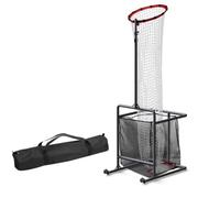 Harilla Rete da Pallavolo Portatile Rete Pratica Pallavolo Regolabile Telaio Acciaio Rete Rinforzata Contenitore Palloni Ruote per Reposizionamento Adatta per