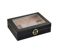Harilla Scatola di archiviazione di Gioielli Scatola a Strato Singolo salvamento Versatile Elegante per Donne Lid Trasparente 23x17x6cm PU, Nero