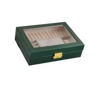 Harilla Scatola di archiviazione di Gioielli Scatola a Strato Singolo salvamento Versatile Elegante per Donne Lid Trasparente 23x17x6cm PU, Verde Nerastro