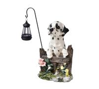 Harilla Scultura di Cane con Luce Solare | Impermeabile, Statua di Cane con Lanterna, Luminoso, Ornamento da Giardino, per, Stile A