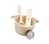 Harilla Secchio e mestolo per sauna con igrometro a, strumenti multifunzione per il bagno a vapore, accessori per sauna, secchio in legno