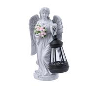 Harilla Statua di Angelo Che Tiene Un Mazzo di Fiori con Luce Solare da Appendere