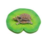 Harilla Tartarughe Appollaiate su Una Scultura di Foglia di Loto Simulata 10x3,5 Cm