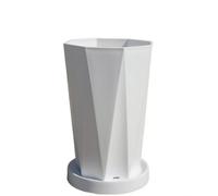 Harilla Vaso Geometrico con Sottovaso | Durevole, Pratico, Vaso Compatto Sottovaso, per Interno, Soggiorno, Bianco, M