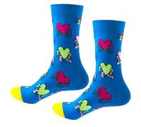 Haring Keith - Calzini in misto cotone, design colorato con cartoni animati, regalo per compleanno, per uomo e donna, taglia 38-46, 1 paio, Blu, Taglia unica