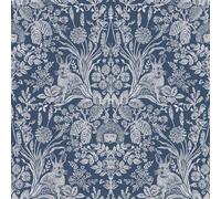 Harlen Woodland Animals Flowers Damask World Of Wallpaper - Blu Navy WOW046