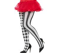 Harlequin Collant da Donna Taglie Forti Bianco Nero Righe Quadri Costume Calze