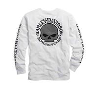 Harley-Davidson Maglietta da Uomo a Maniche Lunghe Willie G. Skull - Maglia a Maniche Lunghe in Cotone - Maglioni Estivi Sottile - Manica Lunga Bianco 5XL, Bianco, XXXXXL