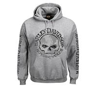 Harley-Davidson Men's Hooded Sweatshirt, Willie G Skull, Gray Hoodie 30296654