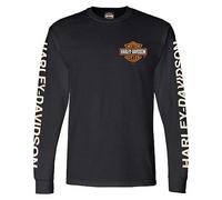 Harley-Davidson Men's Long Sleeve Orange Bar & Shield Black Shirt 30291744