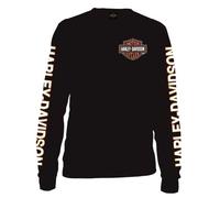 Harley-Davidson Men's Long Sleeve Orange Bar & Shield Black Shirt 30291744 (3XL)