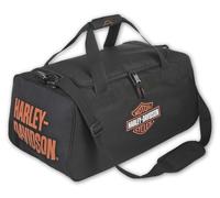 Harley-Davidson Orange Bar & Shield Logo Zip Rugged Graphic Duffel Bag - Nero, nero, 20" x 10" x 9", Borsone sportivo a mano