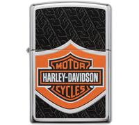 Zippo Accendino Harley Davidson Logo Black Nero E Arancione 60004741 Antivento