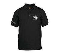 Harley-Davidson Polo da uomo classica a 3 bottoni con licenza H-D, Willie G, nero, L