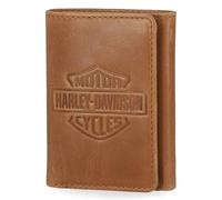 Harley Davidson Portafoglio da uomo in pelle con blocco RFID a tre ante, cognac (indo), standard, in vera pelle con blocco RFID, portafoglio a tre ante