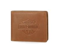 Harley Davidson Portafoglio da uomo in pelle con blocco RFID, cognac (indo), cognac (indo), portafoglio da uomo in vera pelle con blocco RFID