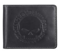 Harley-Davidson Portafoglio da uomo Willie G con logo del teschio, a busta, in pelle, nero