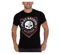 Harley-Davidson Ragged Willie G Skull - Maglietta a Maniche Corte, da Uomo, Nero, L
