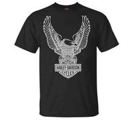 Harley-Davidson T-shirt da uomo con grafica aquila a maniche corte Tee nera 30296656