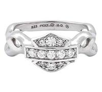 Harley-Davidson Women's Ring, Inferior Flames Embellished B&S, Silver HDR0358
