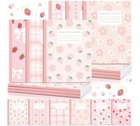 Harloon 6 Pcs Composition Notebooks Wide Ruled Paper Cute Aesthetic Pink Composition Notebook 110 Page 7-1/2" x 9-3/4" Kawaii Journal Back to School Gift for Teacher Student First Day of School