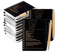 Harloon Set di 10 quaderni a spirale A6 con penna in bambù, idea regalo per assistenti sociali, donne, amanti degli elefanti, migliori sorelle, collaboratori, insegnanti