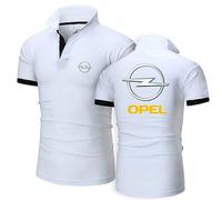 HARLSO Polo da uomo a maniche corte T-shirt per OPel Maglietta da golf leggera e traspirante Estate T-shirt casual comode Sport Traspirazione dell'umidità Top,White-XL