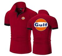 HARLSO Polo da uomo per Gulfs Abbigliamento estivo ad asciugatura rapida Teen Golf Tennis Sport Manica corta Moda T-shirt con risvolto Sport Traspirazione dell'umidità Top,Red-L