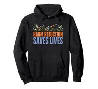 Harm Reduction Saves Lives - Overdose Floreale Awareness Felpa con Cappuccio