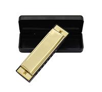 Harmonica 10 Fori 20 Tunes Harmony Diatonica in Metallo Harmonica per Principianti con Custodia Rigida(Oro)