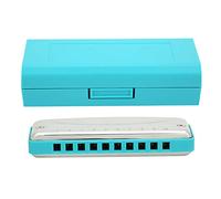 Harmonica, Blues Harmonica 10 Fori per Organo a Bocca F Key Cover Portatile in Acciaio Inossidabile Lucido per Performance, Scuola, All'aperto (Blu)