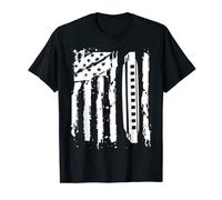 Harmonica Player Shirt Bocca Organo Regalo Tee Bandiera Americana Maglietta