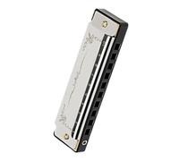 Harmonica Pour Étudiants Armonica a bocca 10 fori tasto C Blues Armonica a bocca Principianti Regali Strumenti musicali Accessori(Silver)