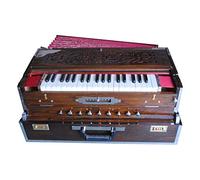 Harmonium Pieghevole - 3 canne, 9 scambiatori, 3,75 ottava, colore marrone scuro legno con accoppiatore e scatola di fibra/armonio indiano/armonio professionale/Armonio portatile/Armonio fatto a mano