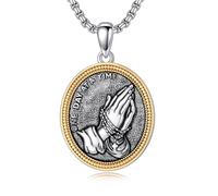 HARMONY BOLA Collana in argento Sterling 925 con ciondolo a forma di croce con preghiera della serenità, amuleti religiosi, regalo per uomini e papà